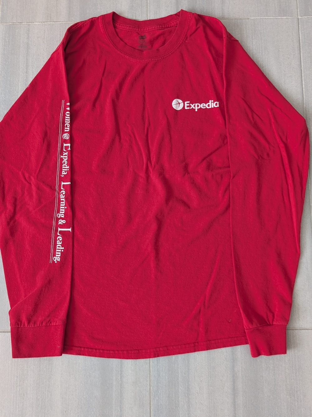 Hanes Women's Long Sleeve Tee - Red with White Expedia Logo